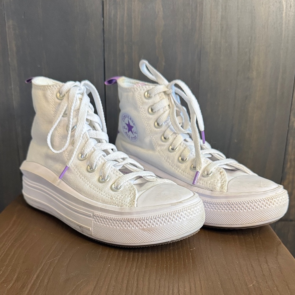 Converse All Star Youth Girls White High-Top Sneakers Sz. 3.5